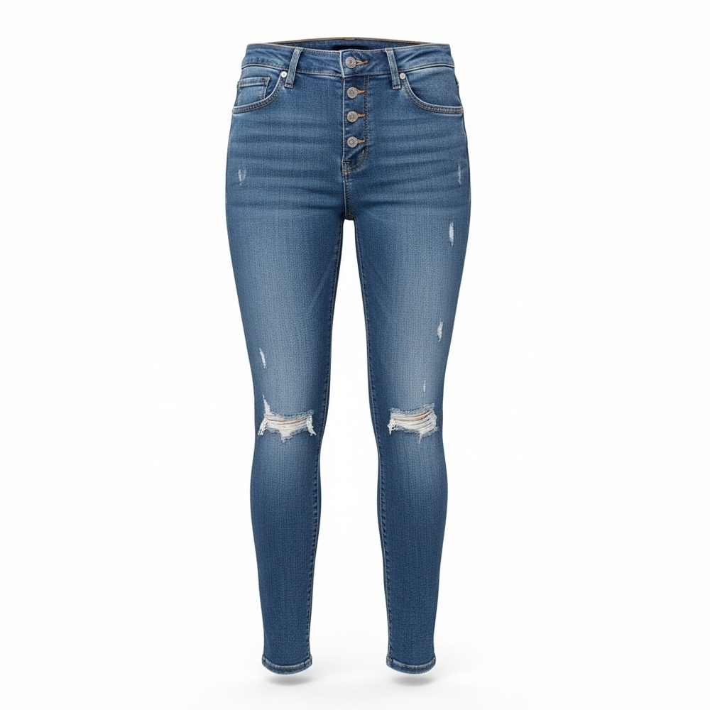 GAP Mid-Rise Ripped Skinny Jeans - Blue
